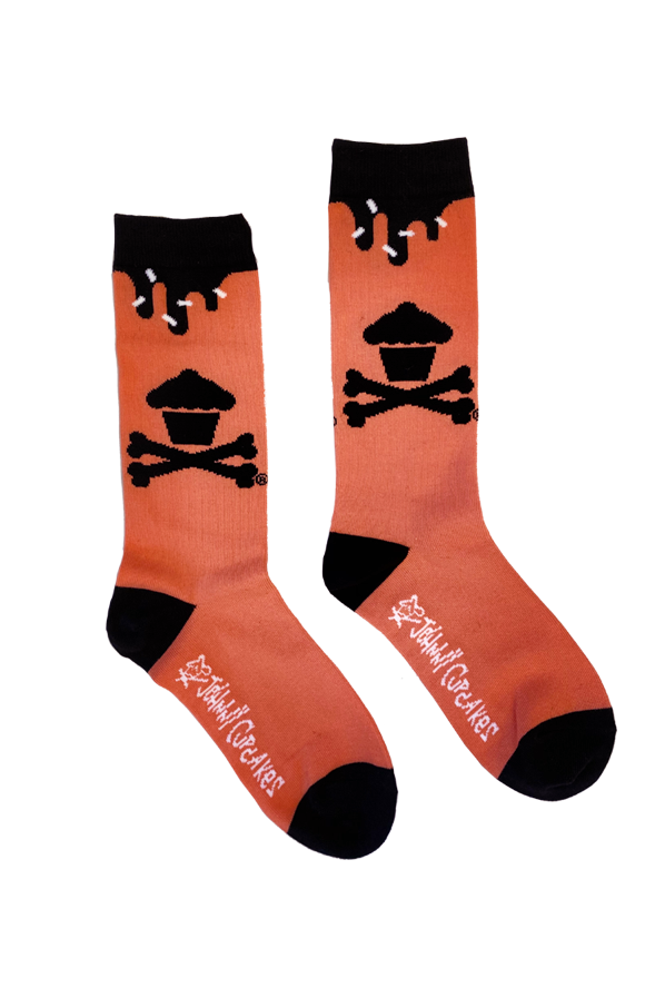 Peach / Black Frosting Drip Socks