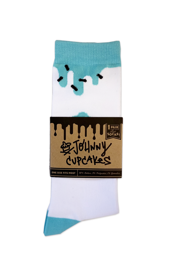 White / Aqua Frosting Drip Socks