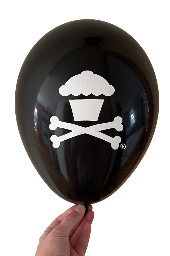 JC Vault - 6 Pk Latex Balloons / Black Crossbones (Single Sided)