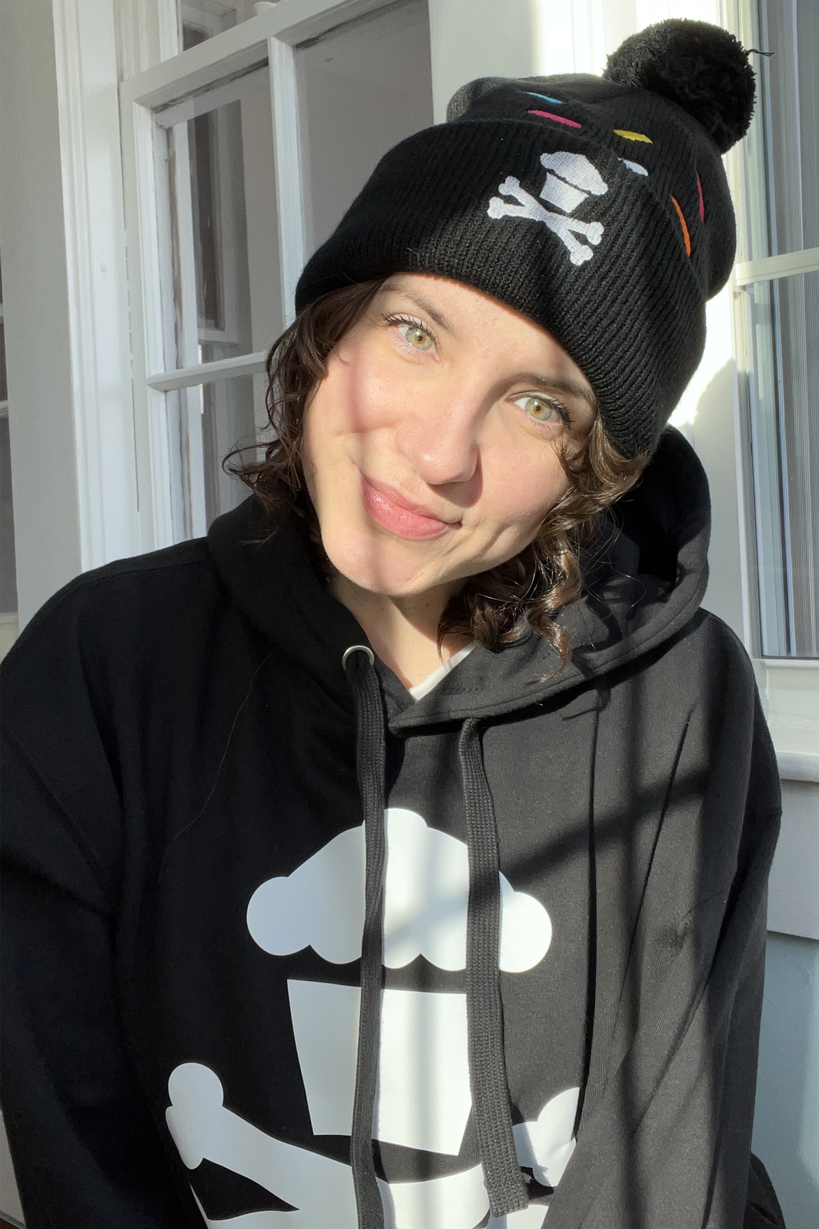 Embroidered Sprinkles Pom Beanie