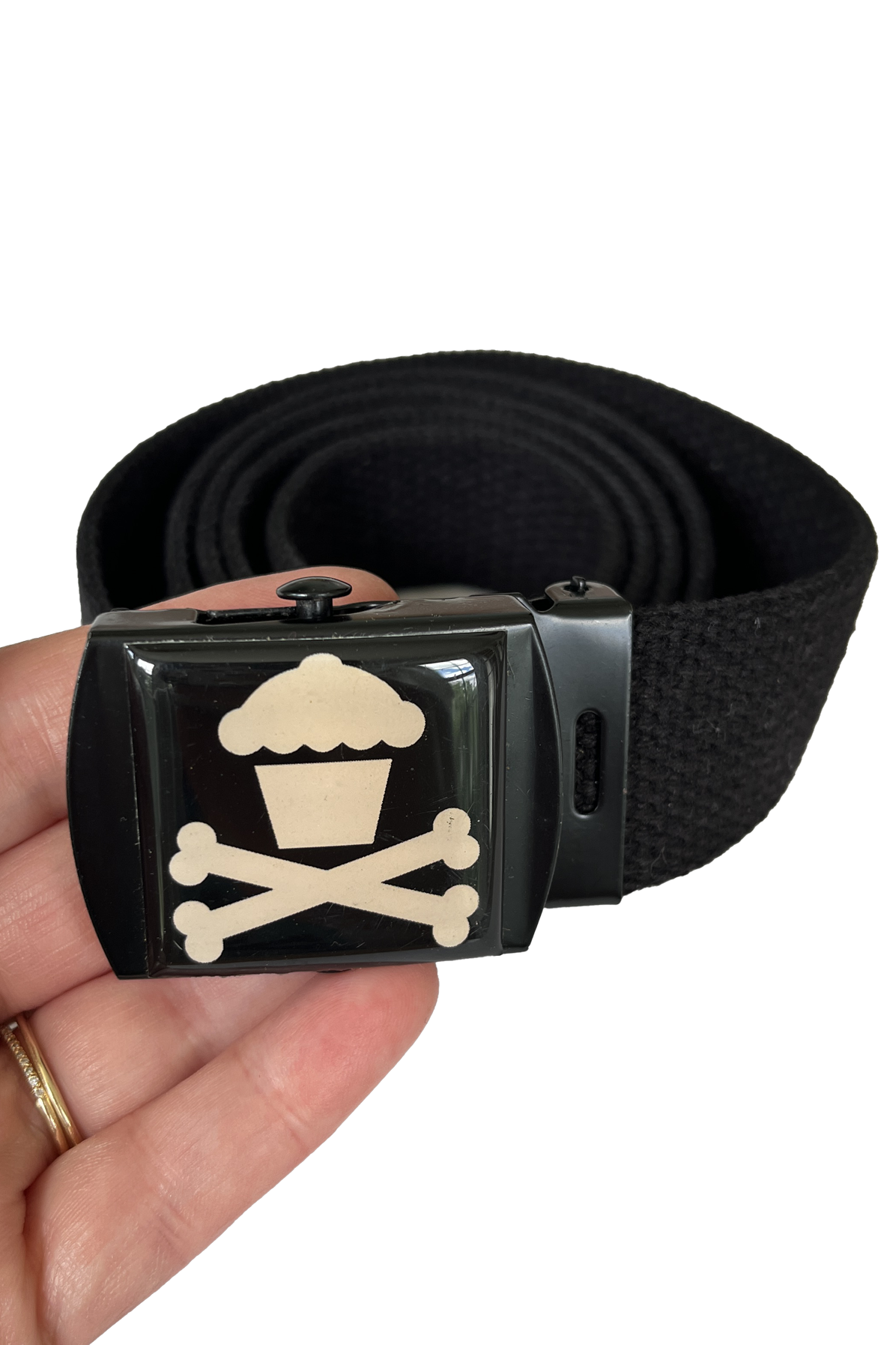 JC Vault - Crossbones Canvas Slide Belt (Black)