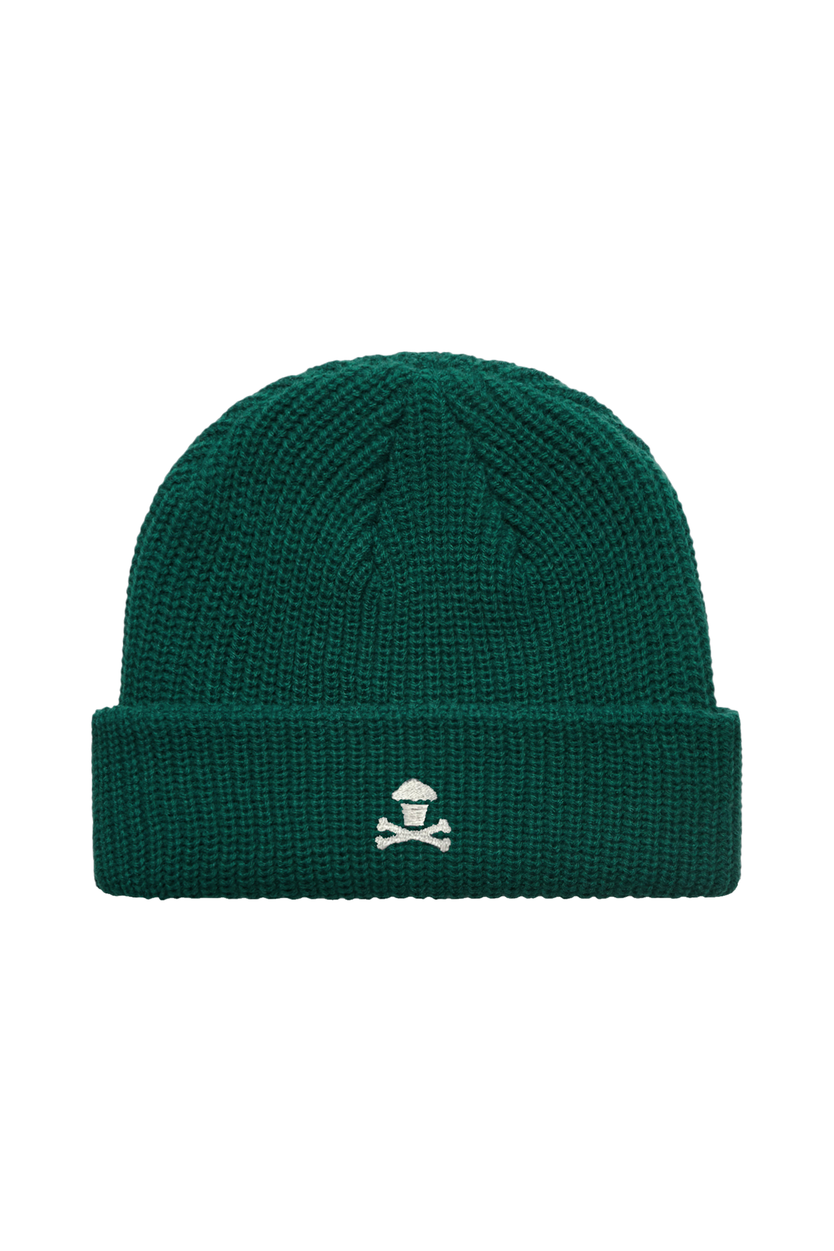 Embroidered Mini Crossbones Beanie - Jade Green