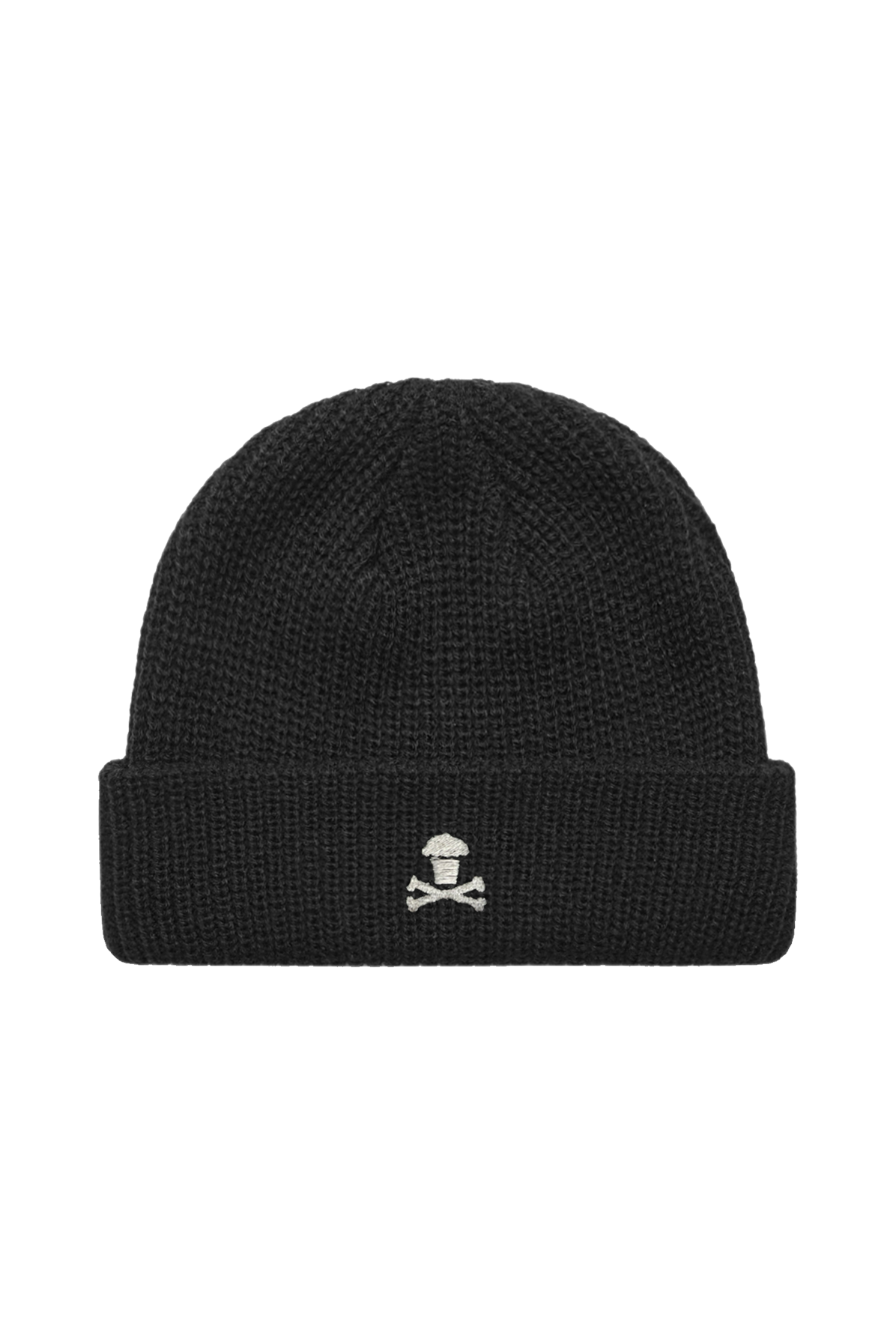 Embroidered Mini Crossbones Beanie - Black