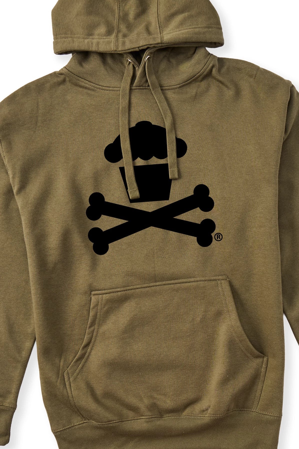 Adult Pullover Sweatshirt - Military Green / Black Crossbones