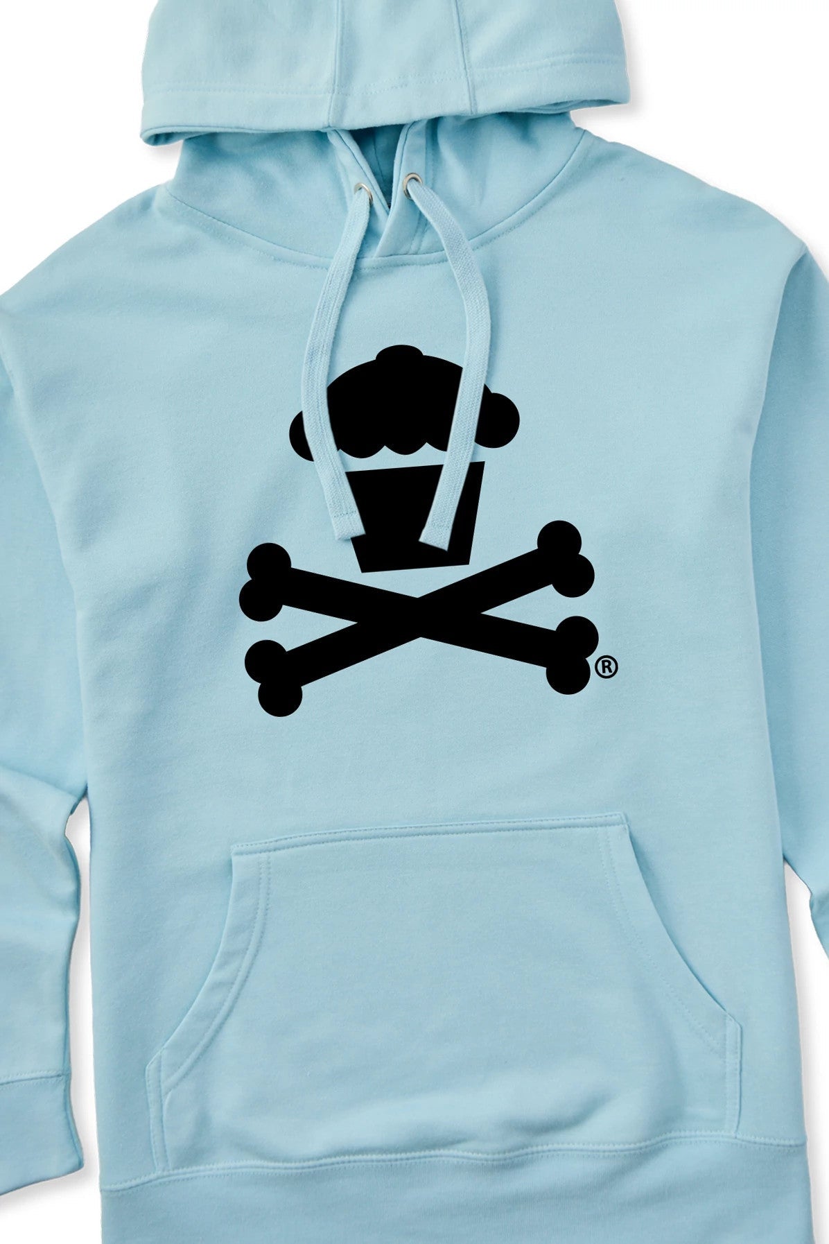 Adult Pullover Sweatshirt - Light Blue / Black Crossbones