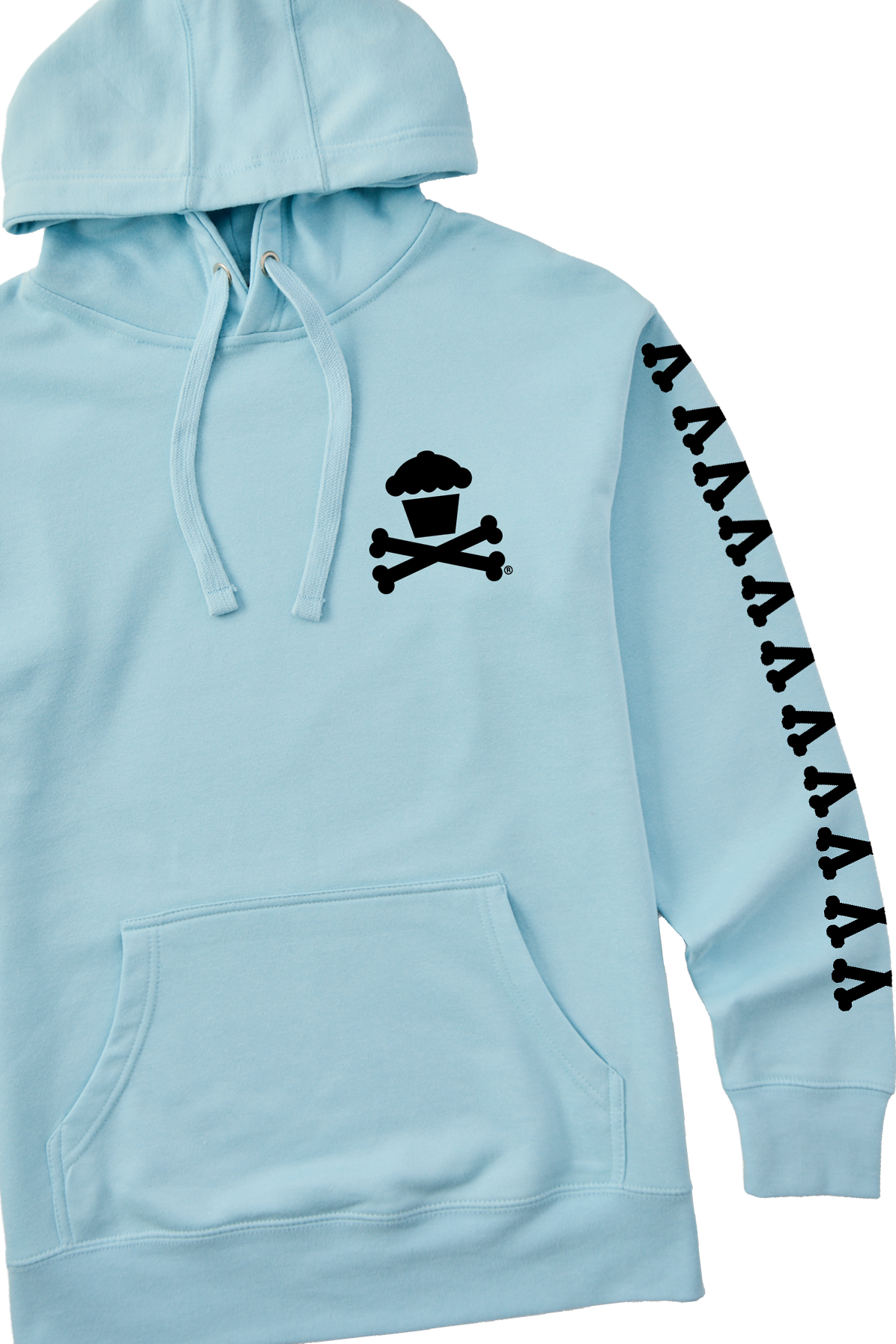 Adult Pullover Sweatshirt - Basic Bones Sleeve (Light Blue)