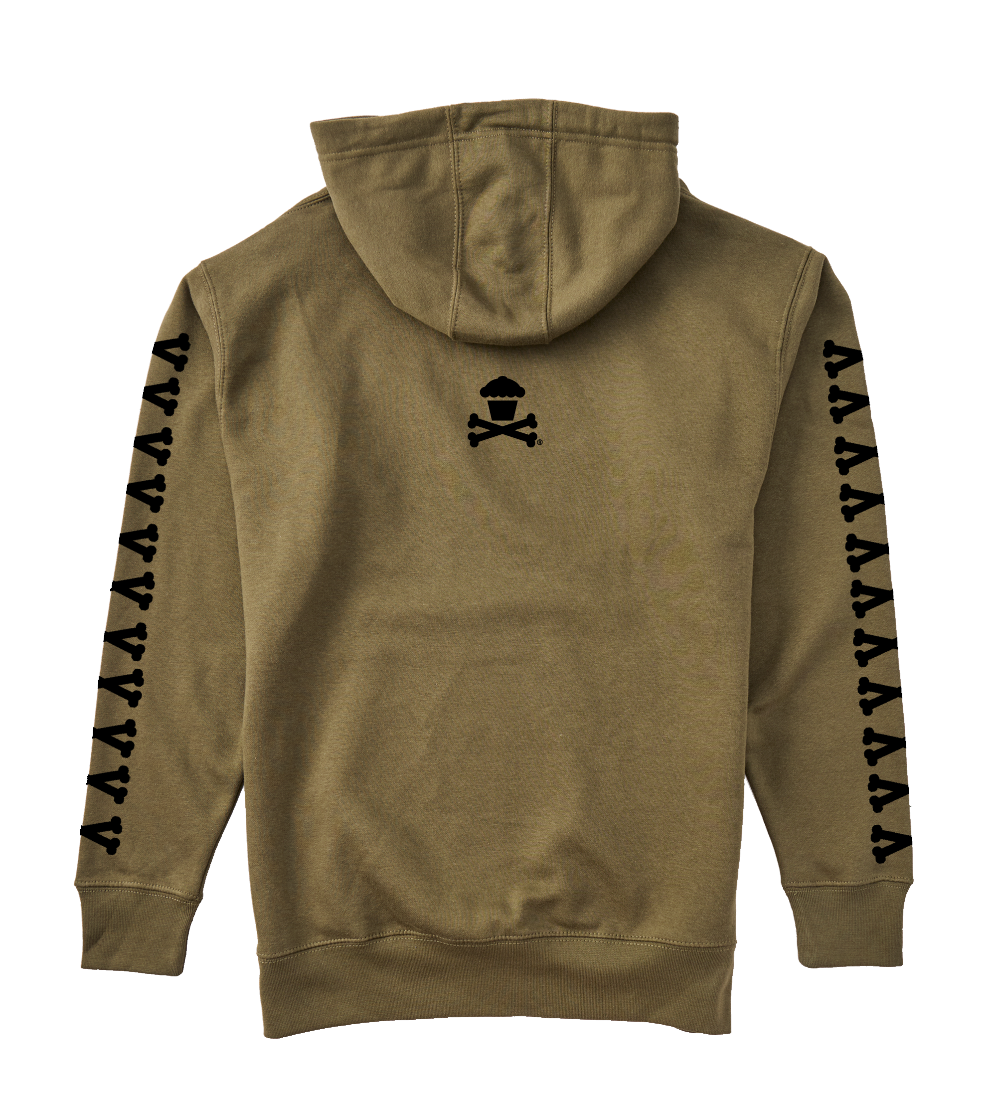 Adult Pullover Sweatshirt - Basic Bones Sleeve (Military Green)