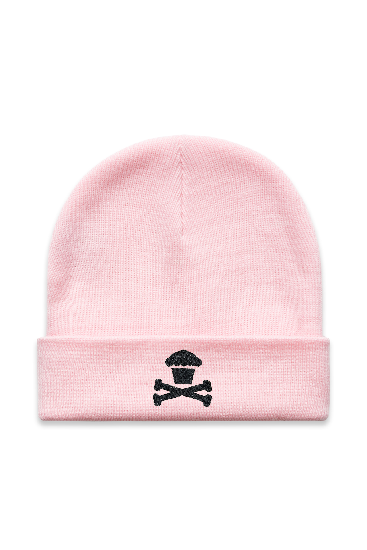 Embroidered Cuff Beanie - Pink