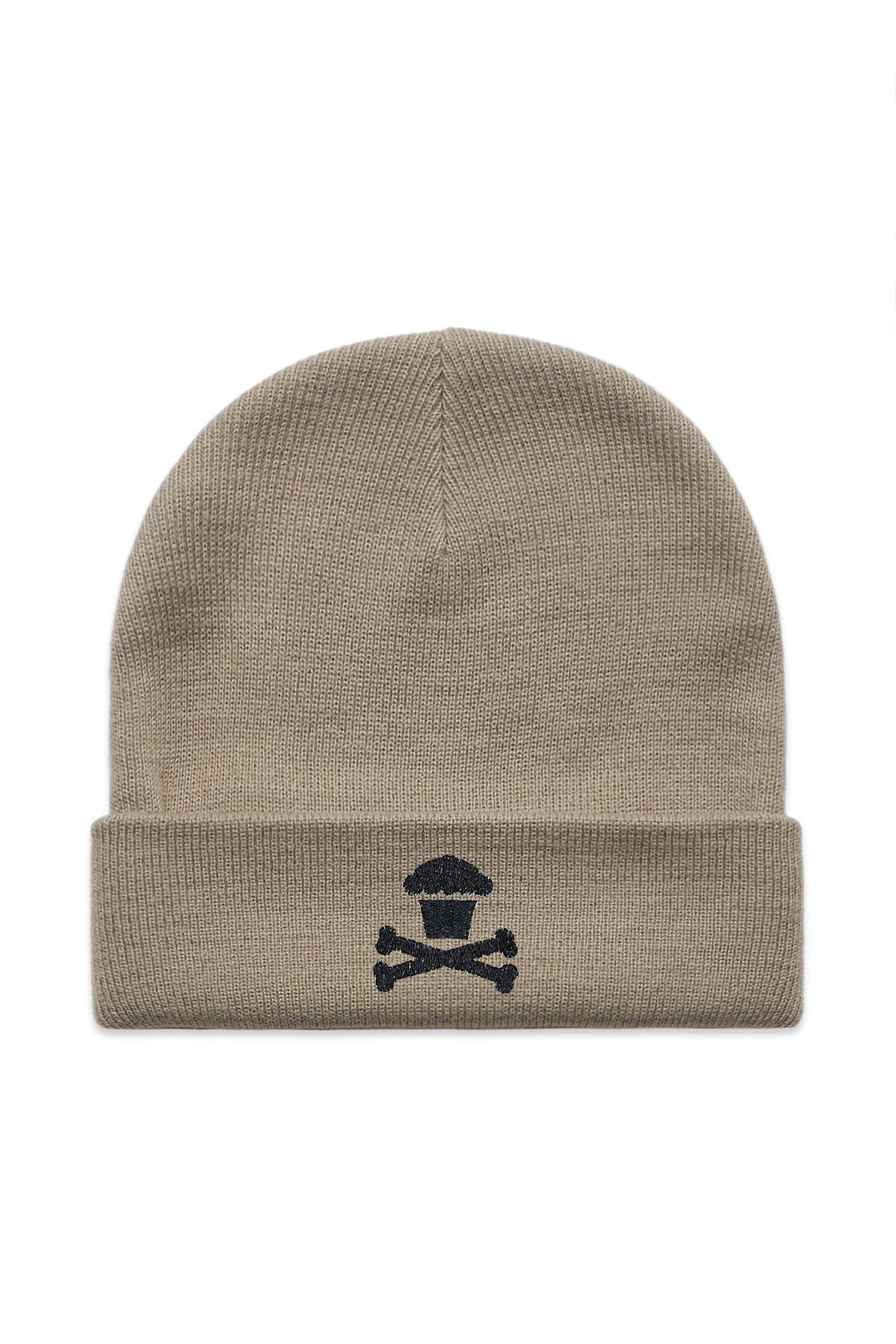 Embroidered Cuff Beanie - Tan