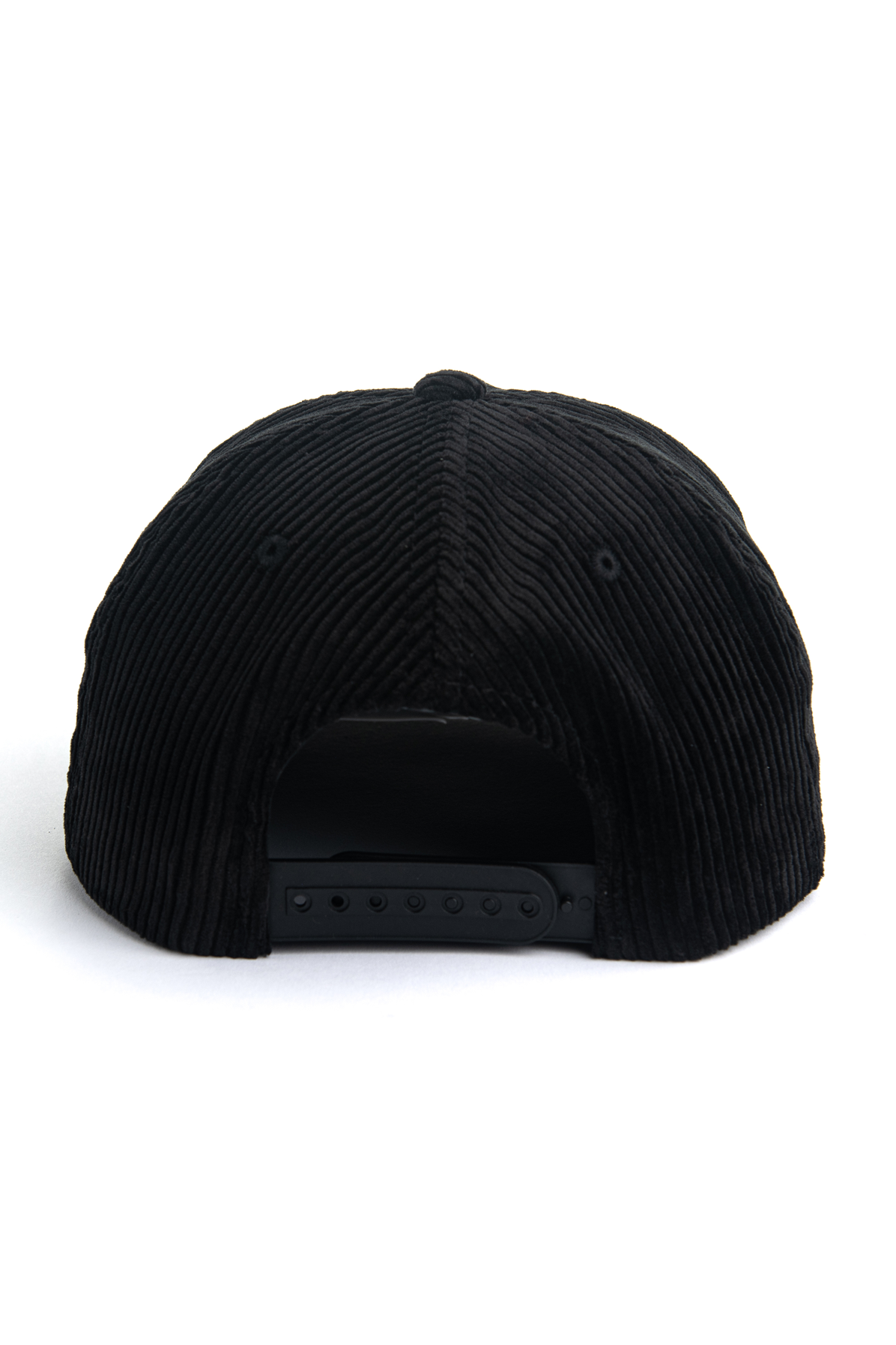 Embroidered Corduroy Snapback Hat - Black