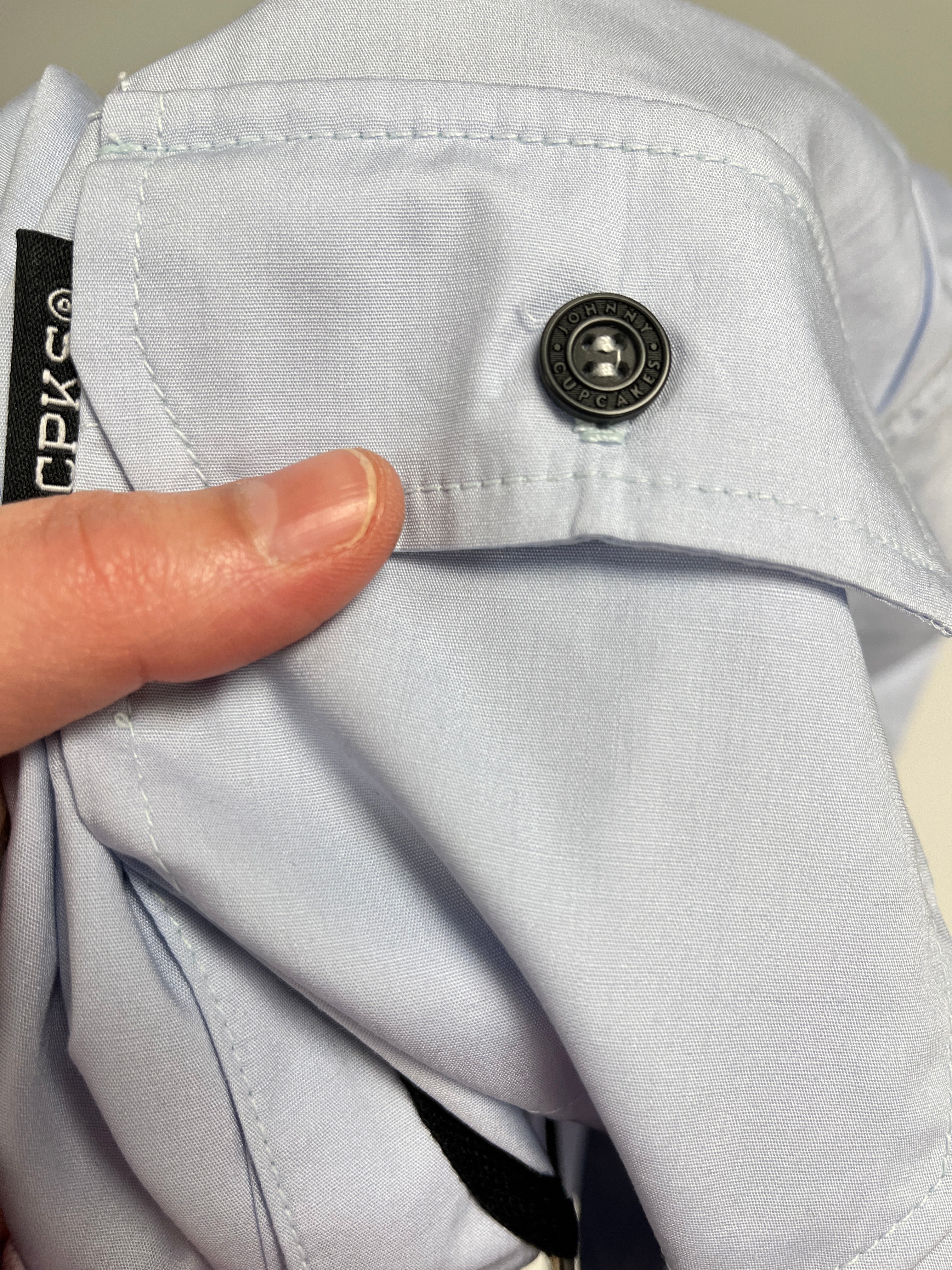 $10 Sale Tee - Short Sleeve Button Down w/ Custom Buttons (Light Blue)