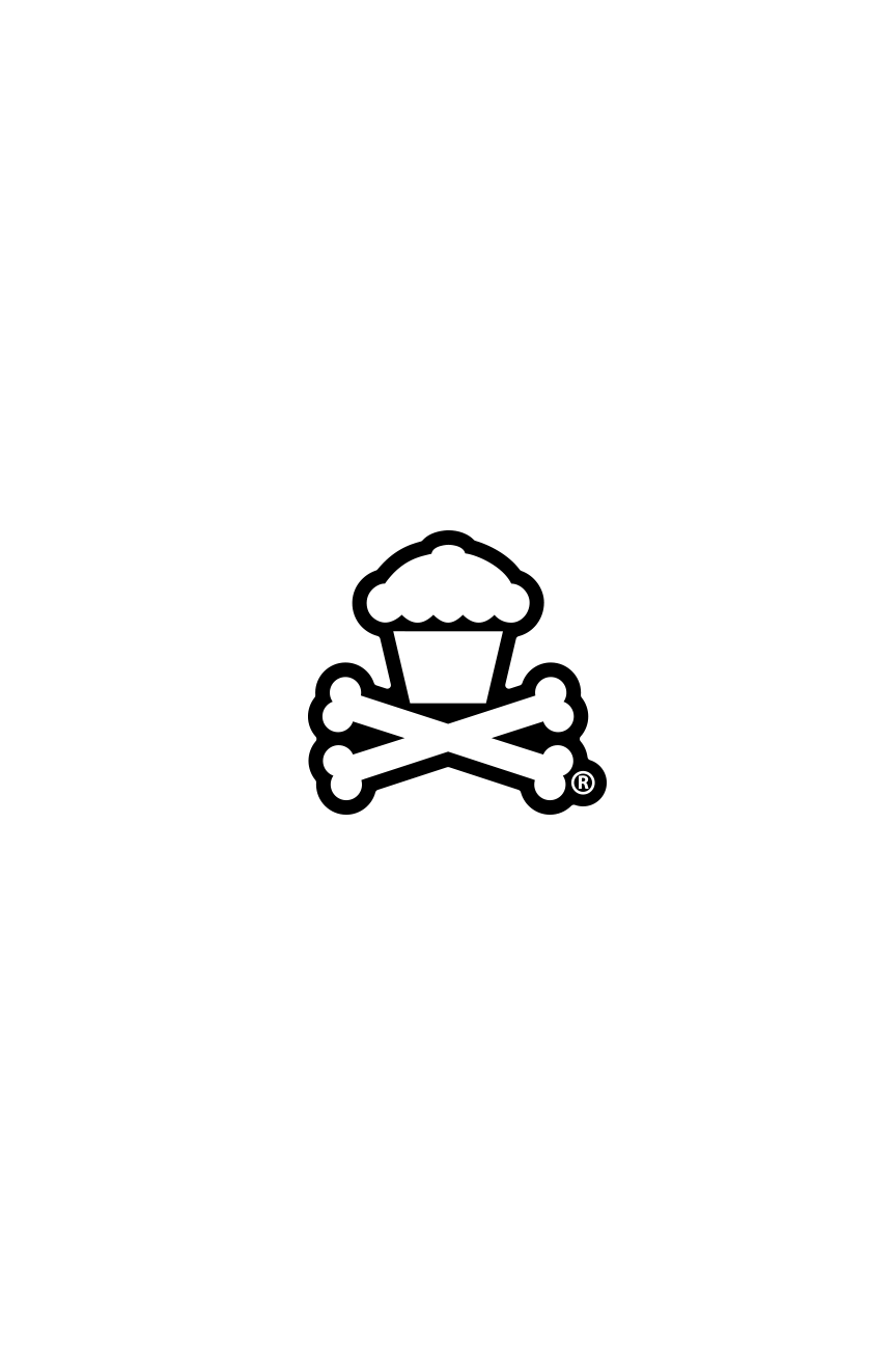 MINI STICKER - Classic Crossbones (White on Black)
