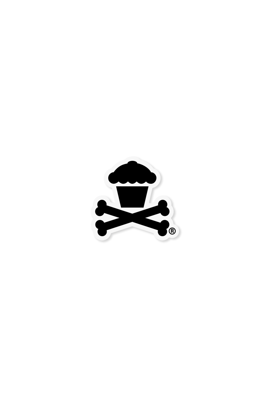 MINI STICKER - Inverted Crossbones (Black on White)
