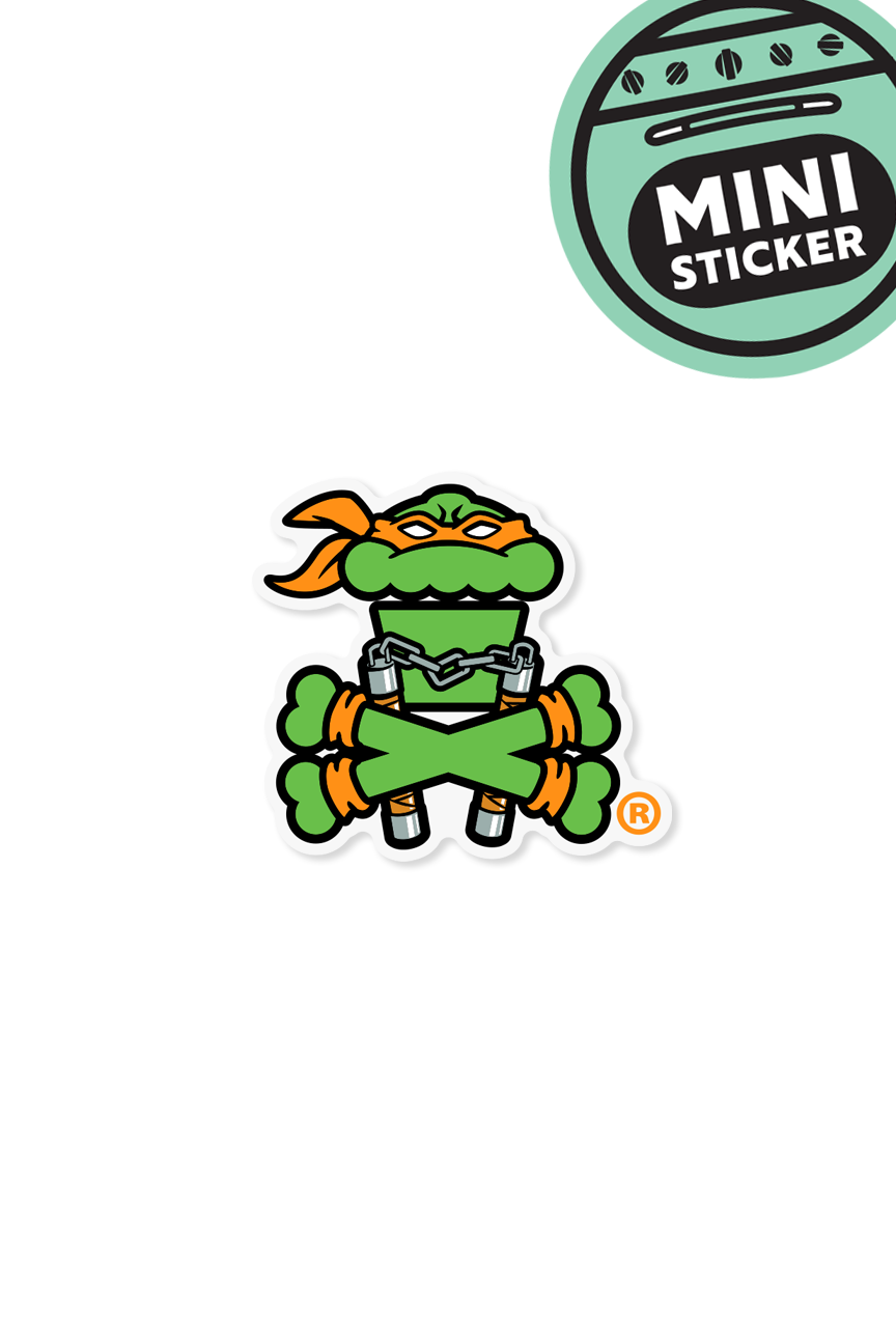 MINI STICKER - Orange Nunchucks Crossbones