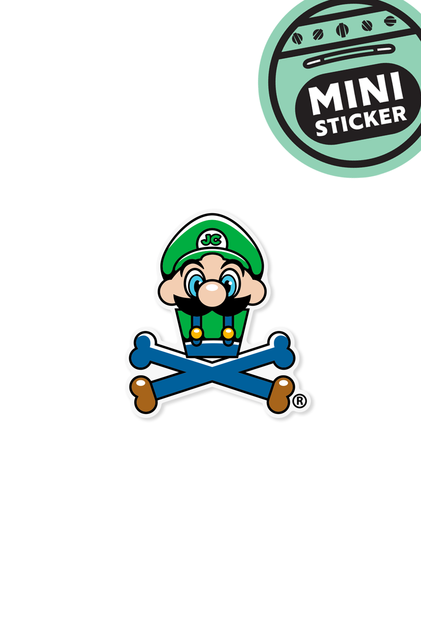 MINI STICKER - Green Plumber Crossbones