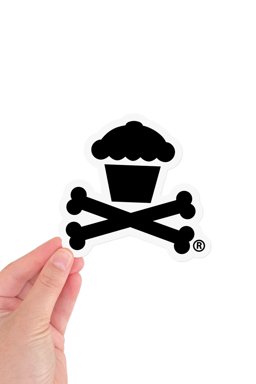 STICKER - Inverted Crossbones (Black on White)