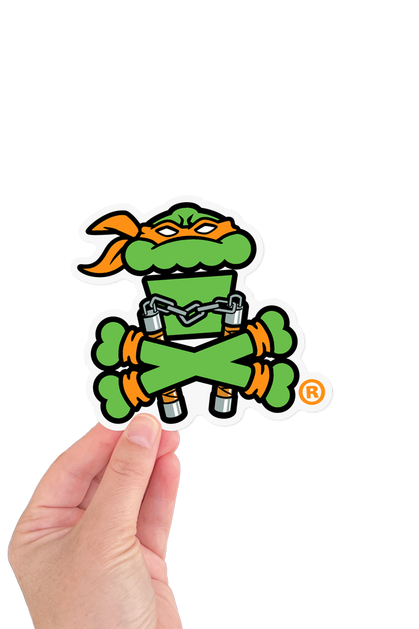 STICKER - Orange Nunchucks Crossbones