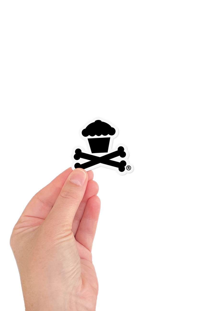 MINI STICKER - Inverted Crossbones (Black on White)
