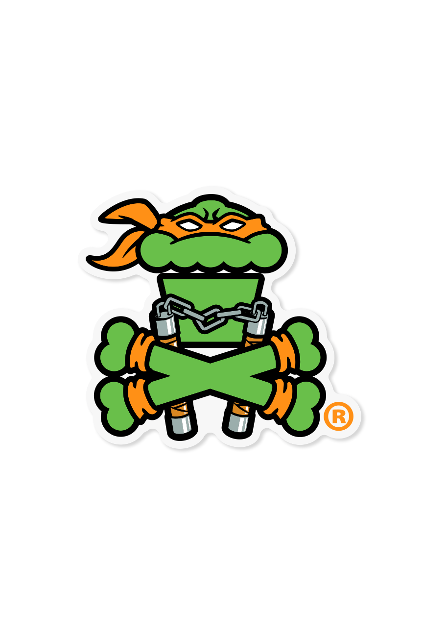 STICKER - Orange Nunchucks Crossbones