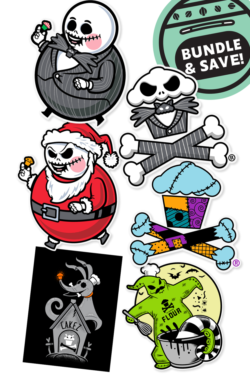 6 STICKER BUNDLE - Nightmare Before Cakemas