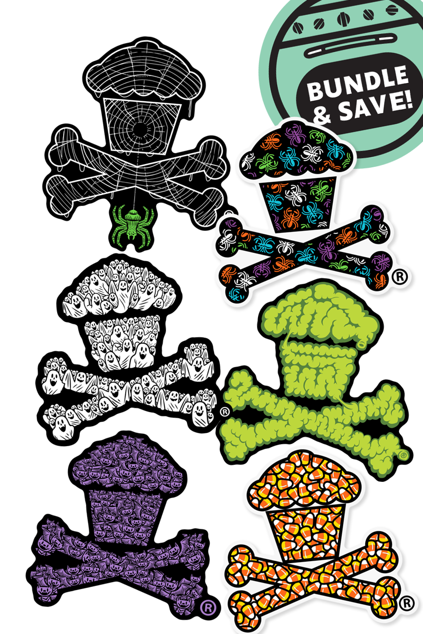 6 STICKER BUNDLE - Halloween Pattern Crossbones