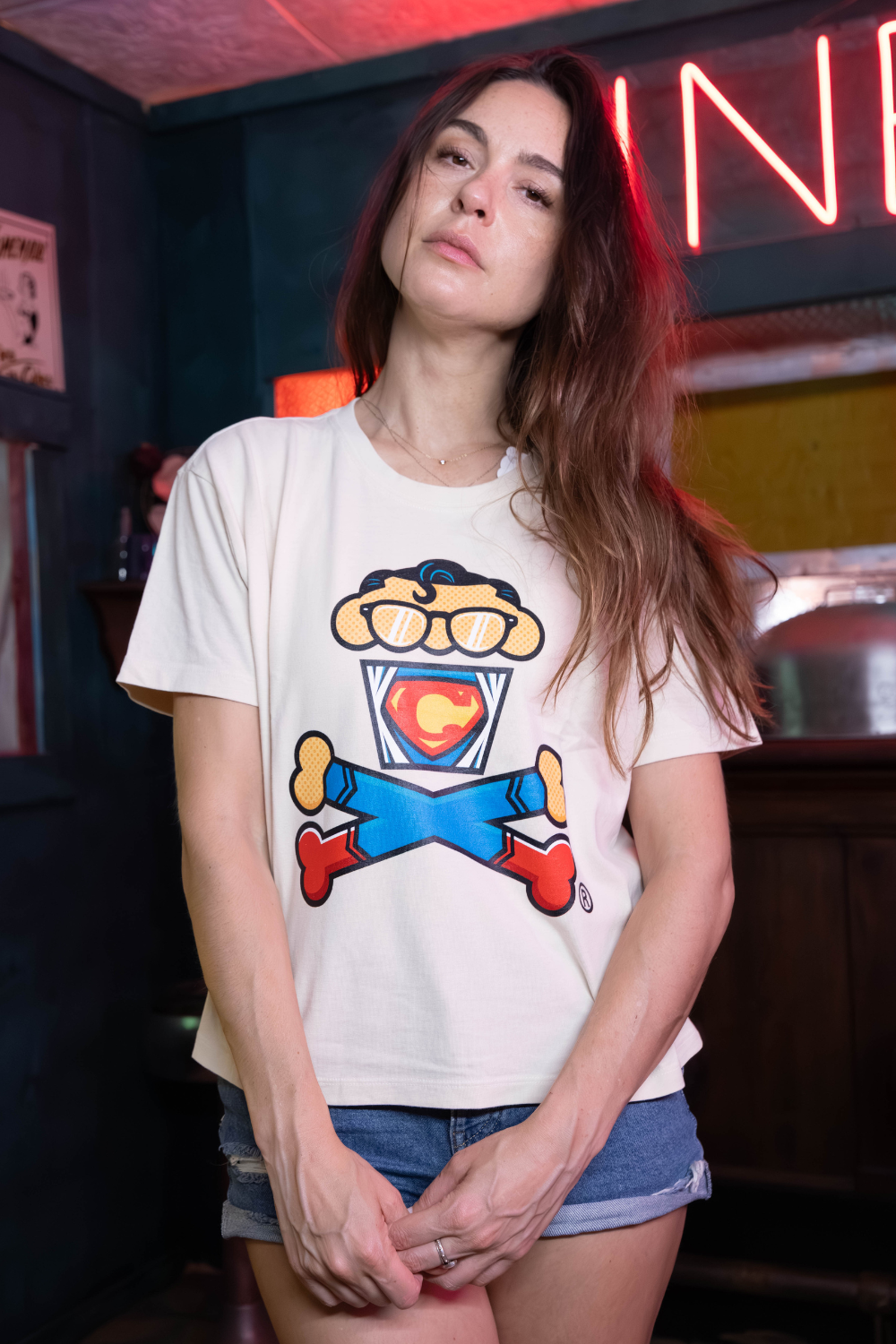 Women's Boxy Phonebooth Crossbones Short Sleeve Premium Tee