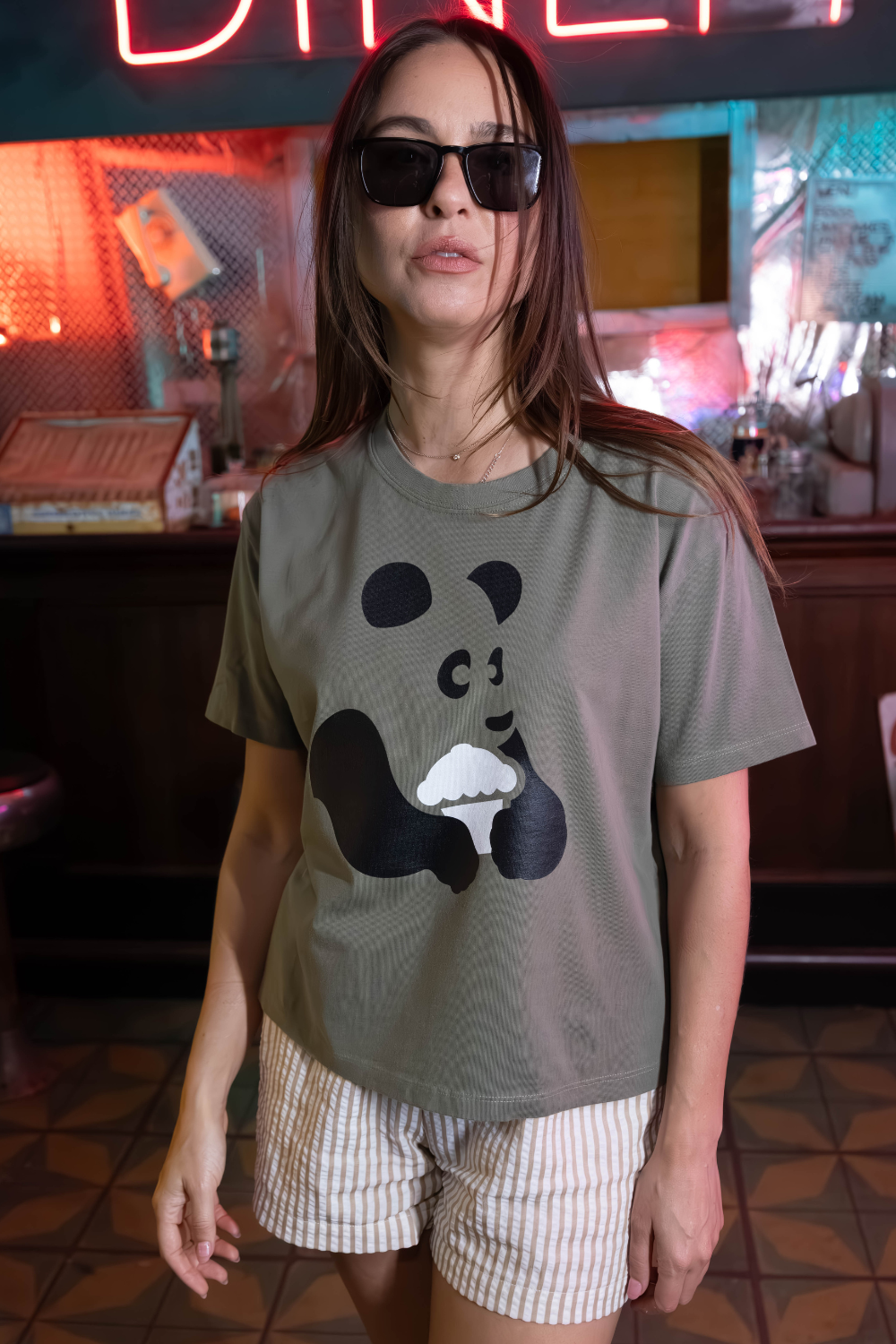 Women's Boxy Panda Short Sleeve Premium Tee