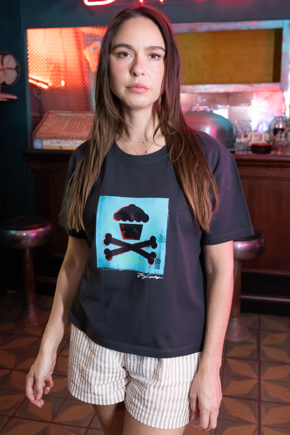 Women's Boxy Artsy Crossbones Short Sleeve Premium Tee