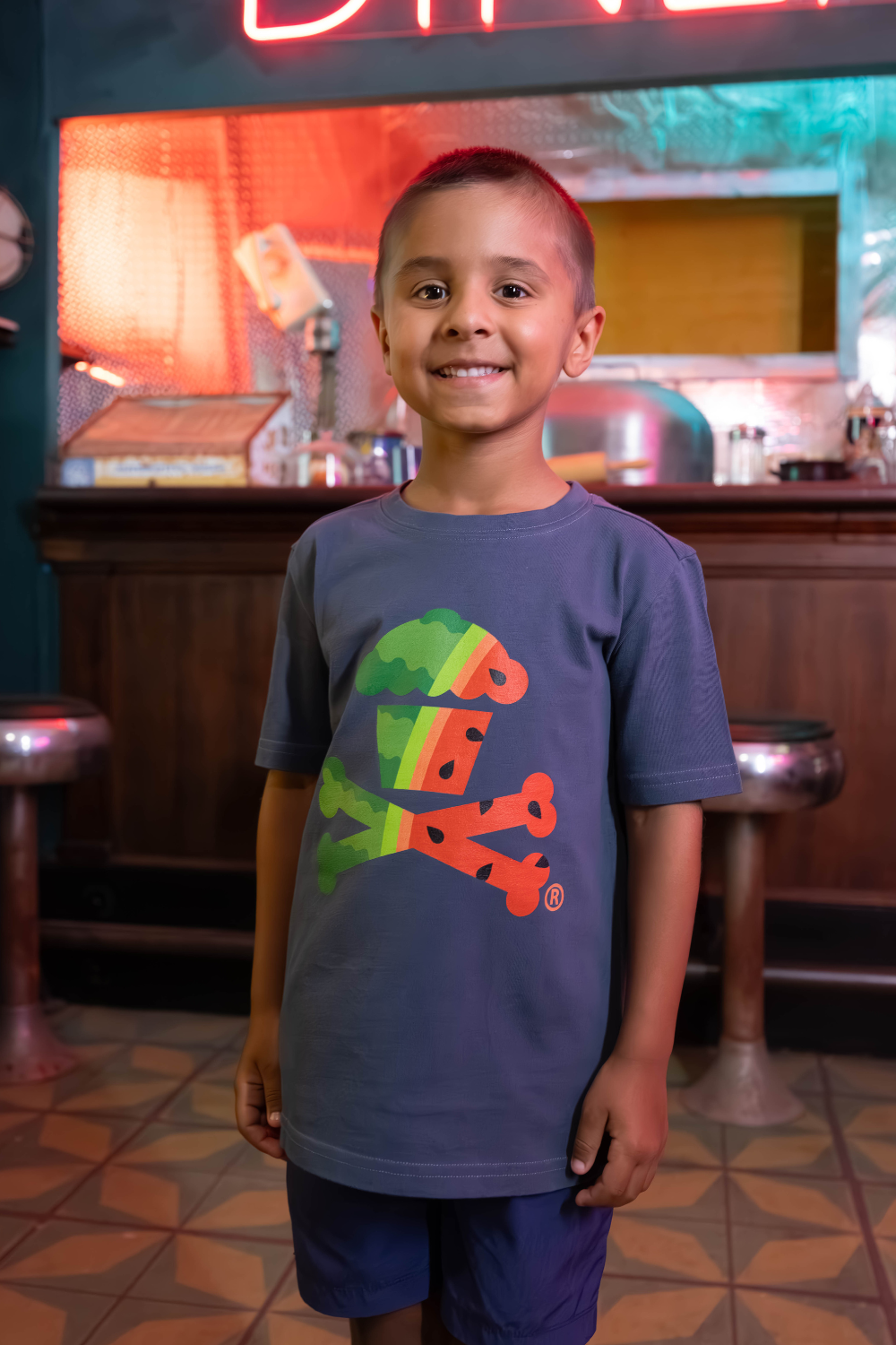 Kids Watermelon Crossbones Short Sleeve Premium Tee