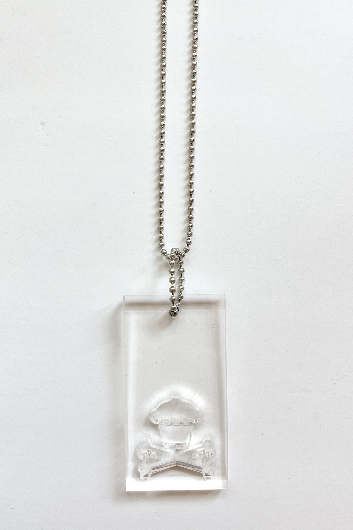 JC Vault - Large Crossbones Acrylic Pendant Necklace (Clear)