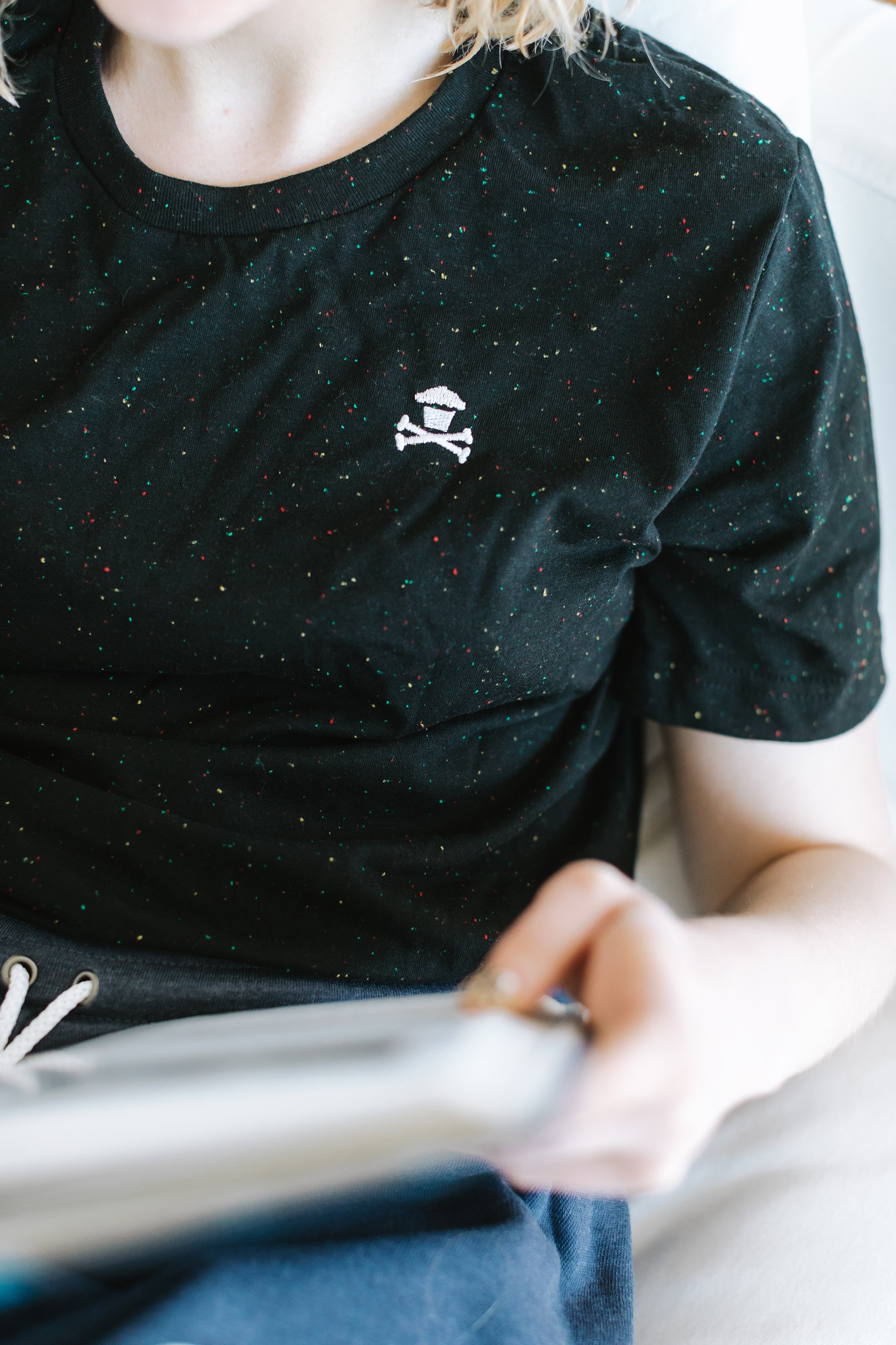 $10 Sale Tee - Embroidered Crossbones (White)