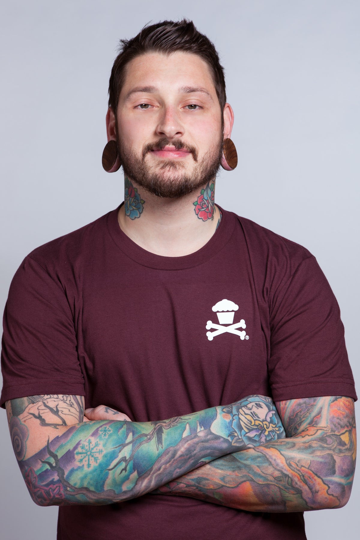 JC Vault - Adult Medium - Basic Crossbones (Burgundy/White)