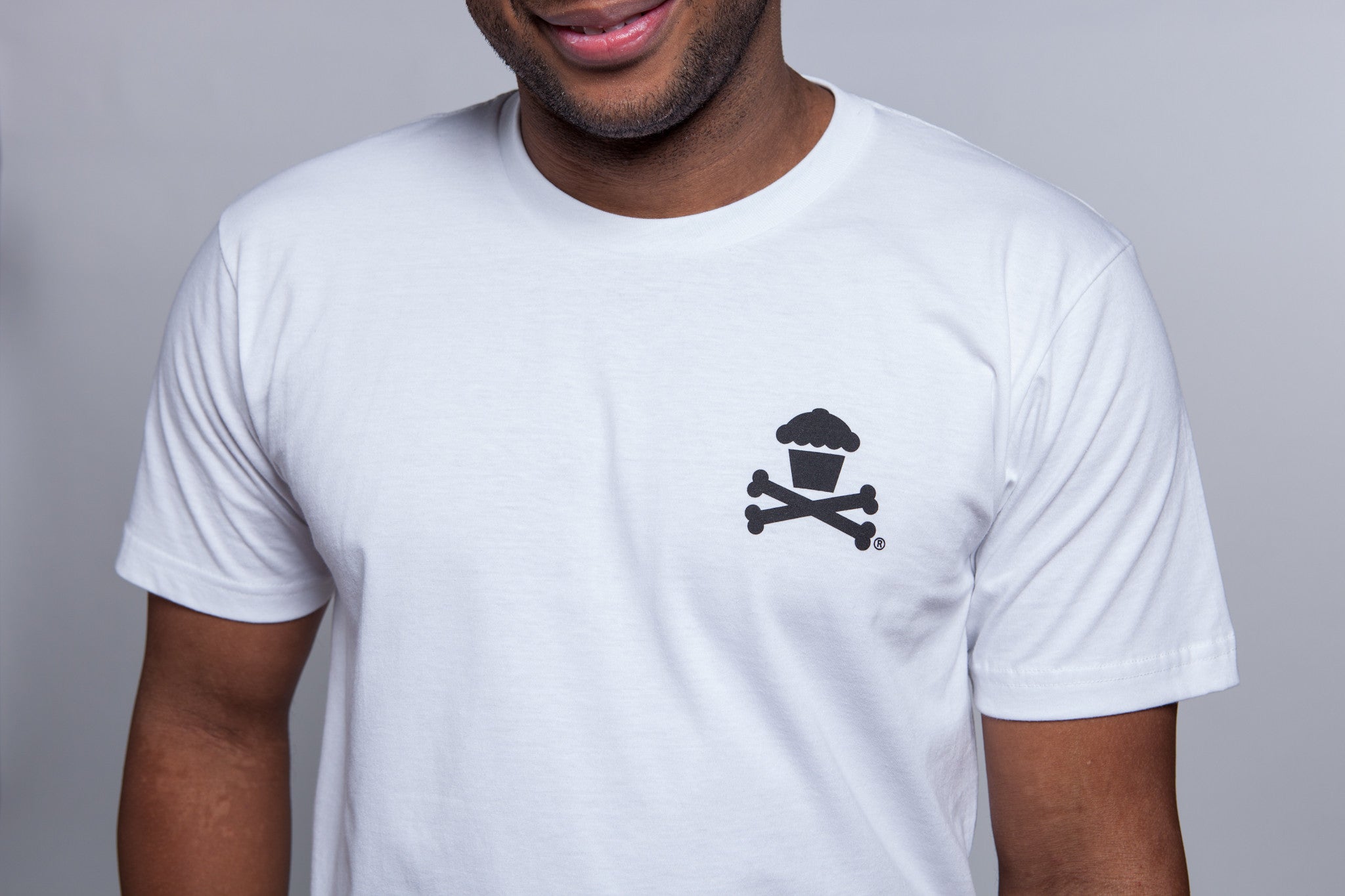 $10 Sale Tee - Basic Mini Crossbones (White Tee / Black Ink)