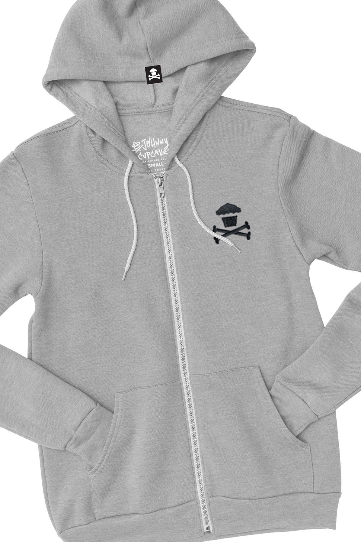 JC Vault - Adult 2XL - World's Softest Embroidered Mini Crossbones Zip (Heather Grey)