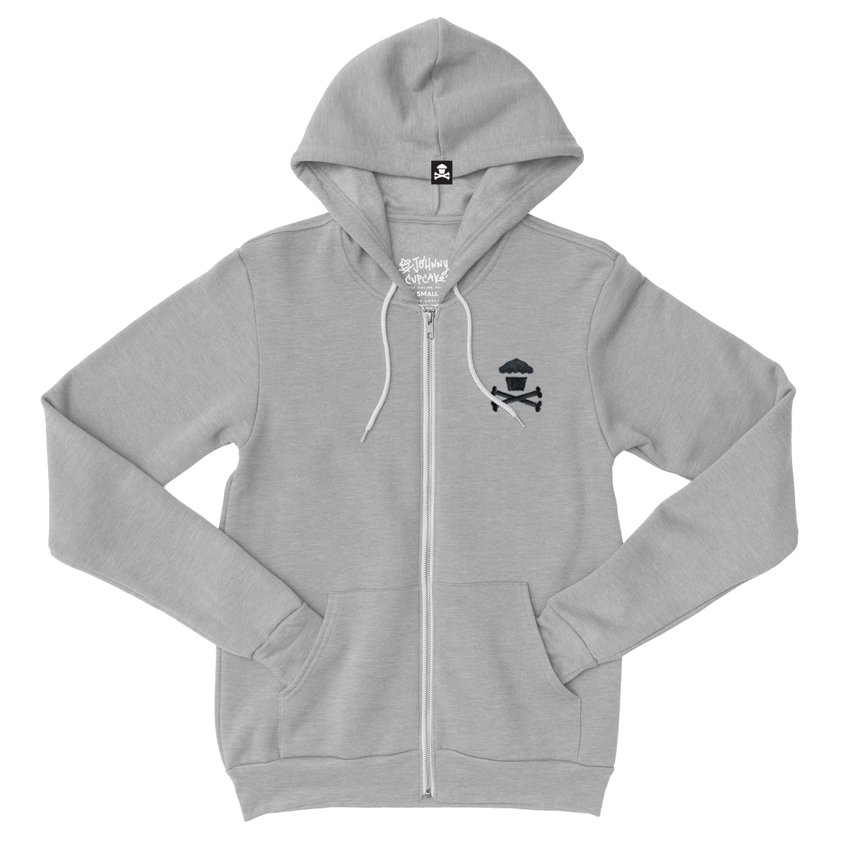 JC Vault - Adult 2XL - World's Softest Embroidered Mini Crossbones Zip (Heather Grey)