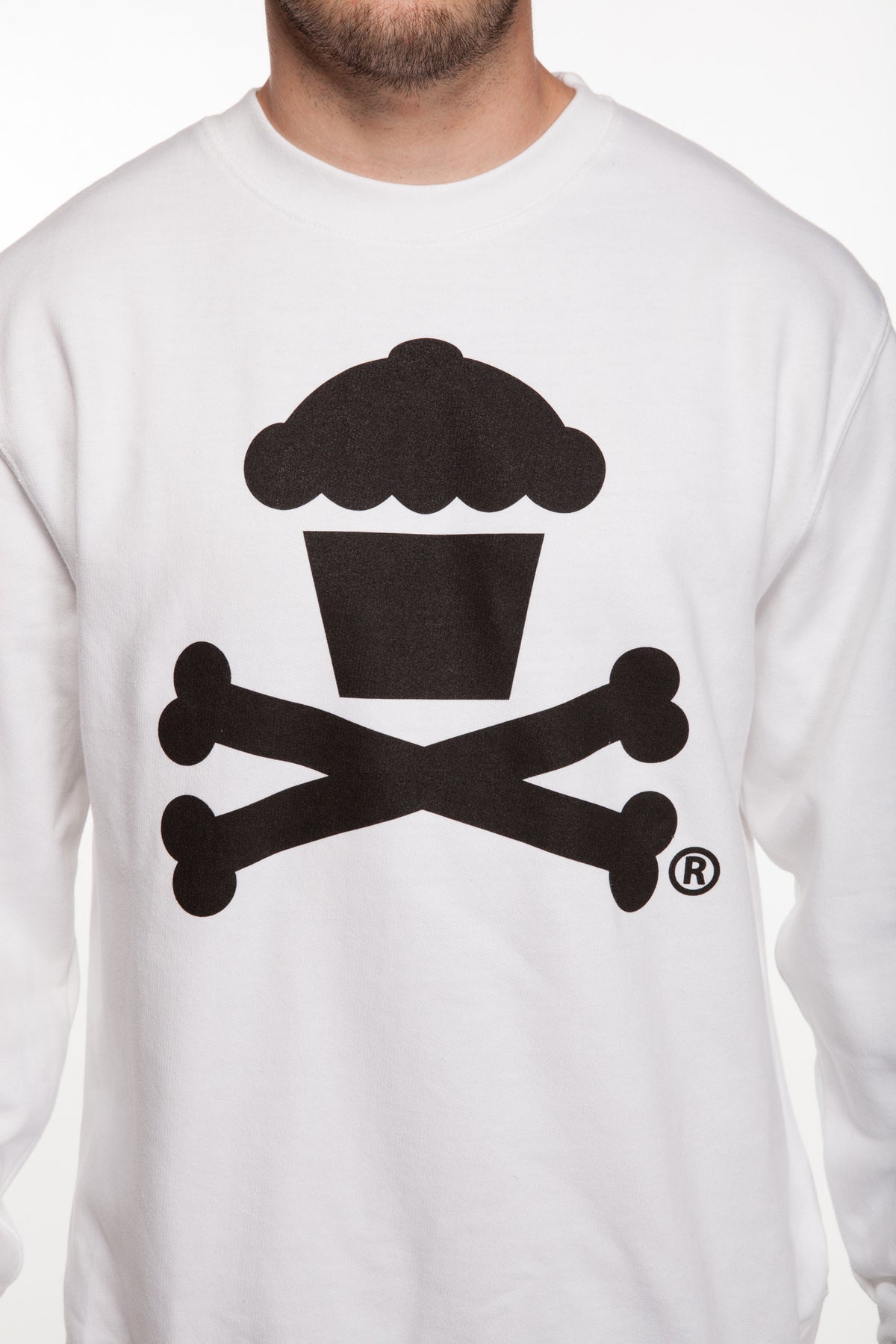 JC Vault - Adult Medium - Crossbones Crewneck (White/Black)
