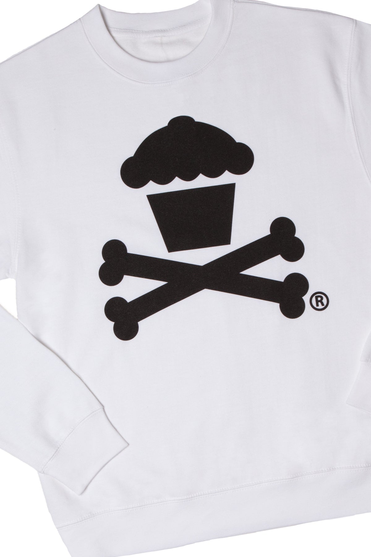 JC Vault - Adult Medium - Crossbones Crewneck (White/Black)