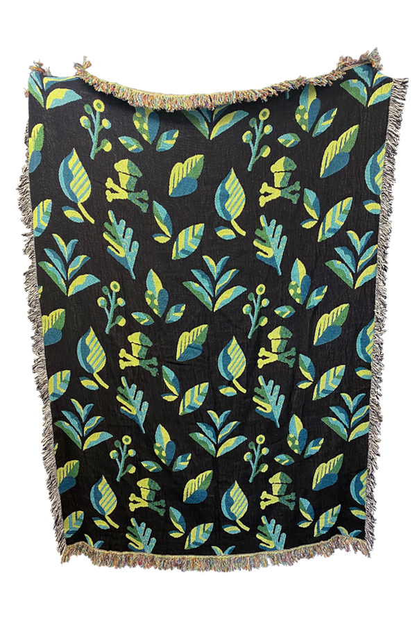 Leafy Floral Woven Blanket