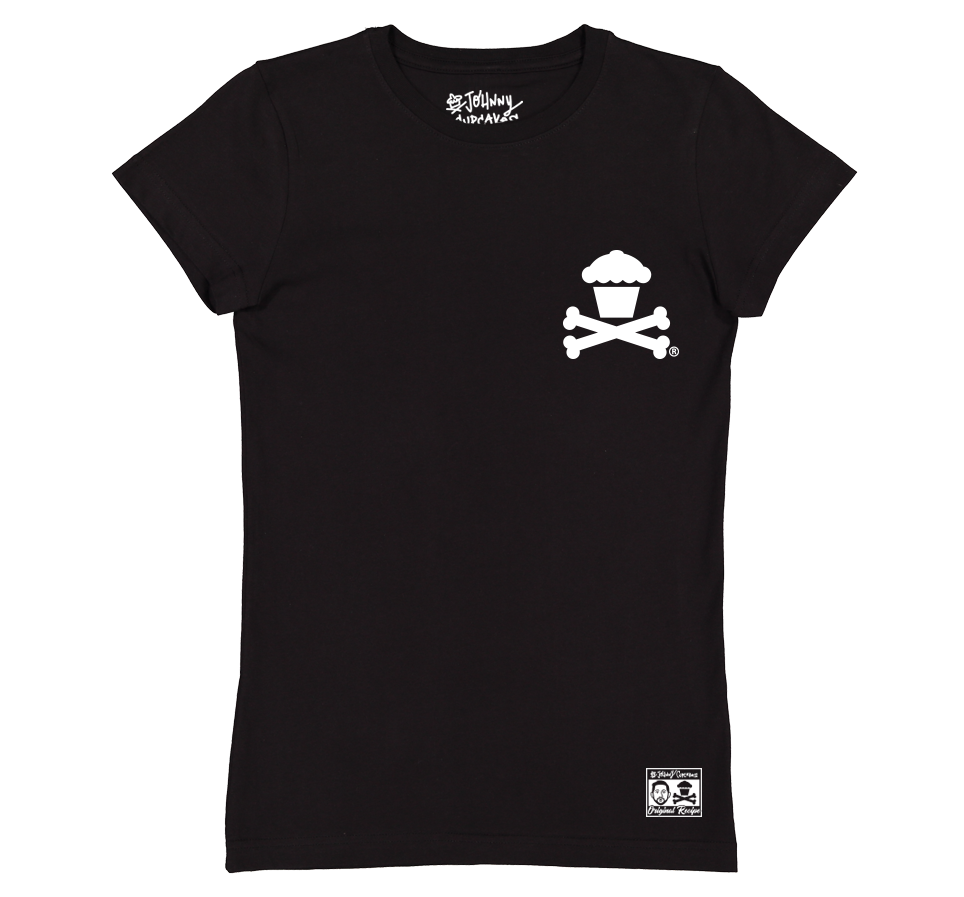Basic Crossbones (Black Tee / White Ink)  - Women's / Fitted Size