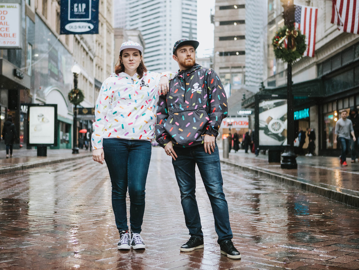 JC Vault - Adult Medium - Black Rainbow Sprinkles Windbreaker Jacket
