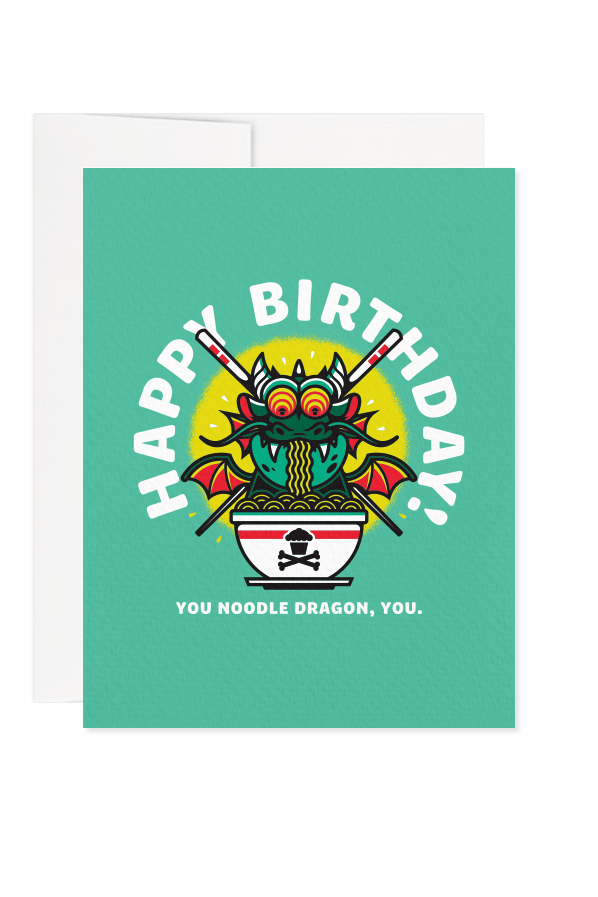 Noodle Dragon Birthday Greeting Card