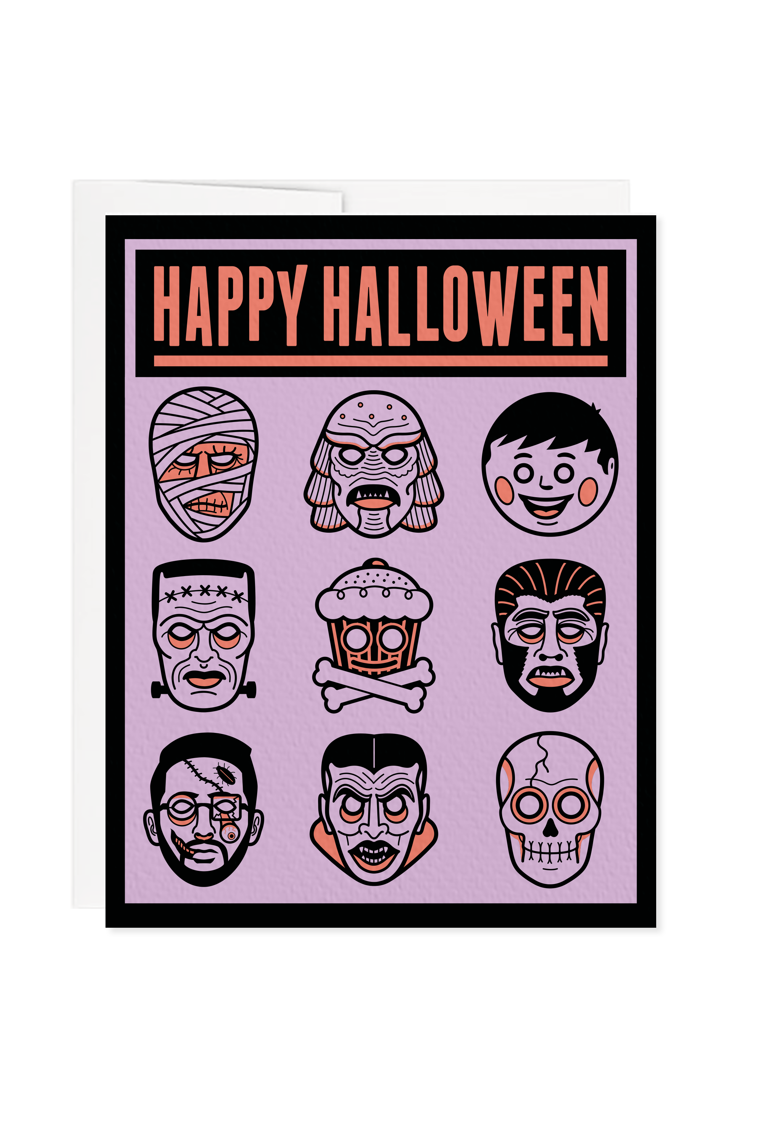 Spooky Faces Halloween Greeting Card