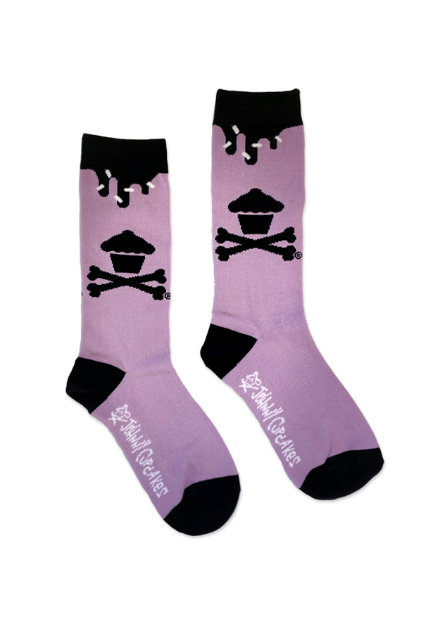 Lavender / Black Frosting Drip Socks