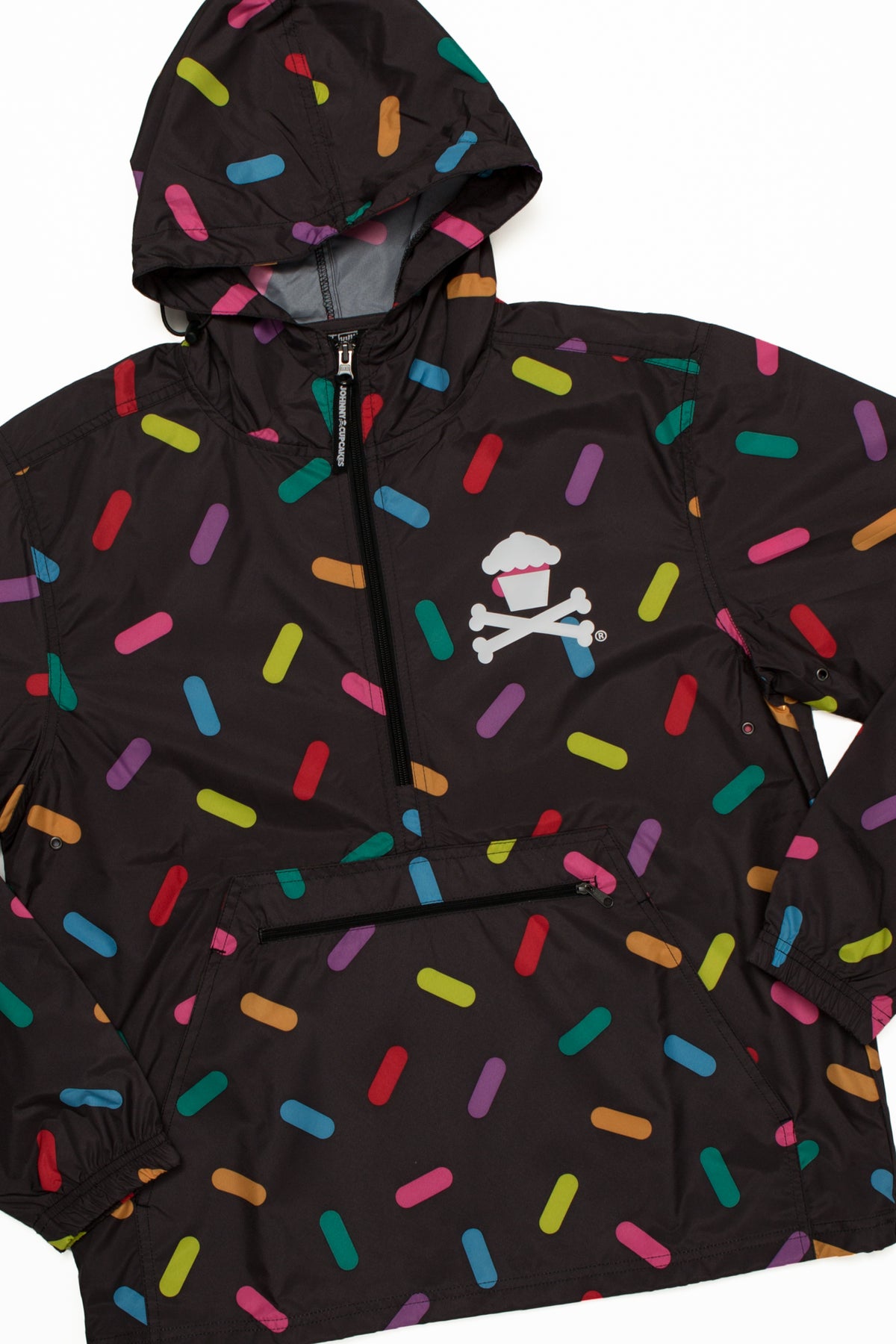 JC Vault - Adult Medium - Black Rainbow Sprinkles Windbreaker Jacket