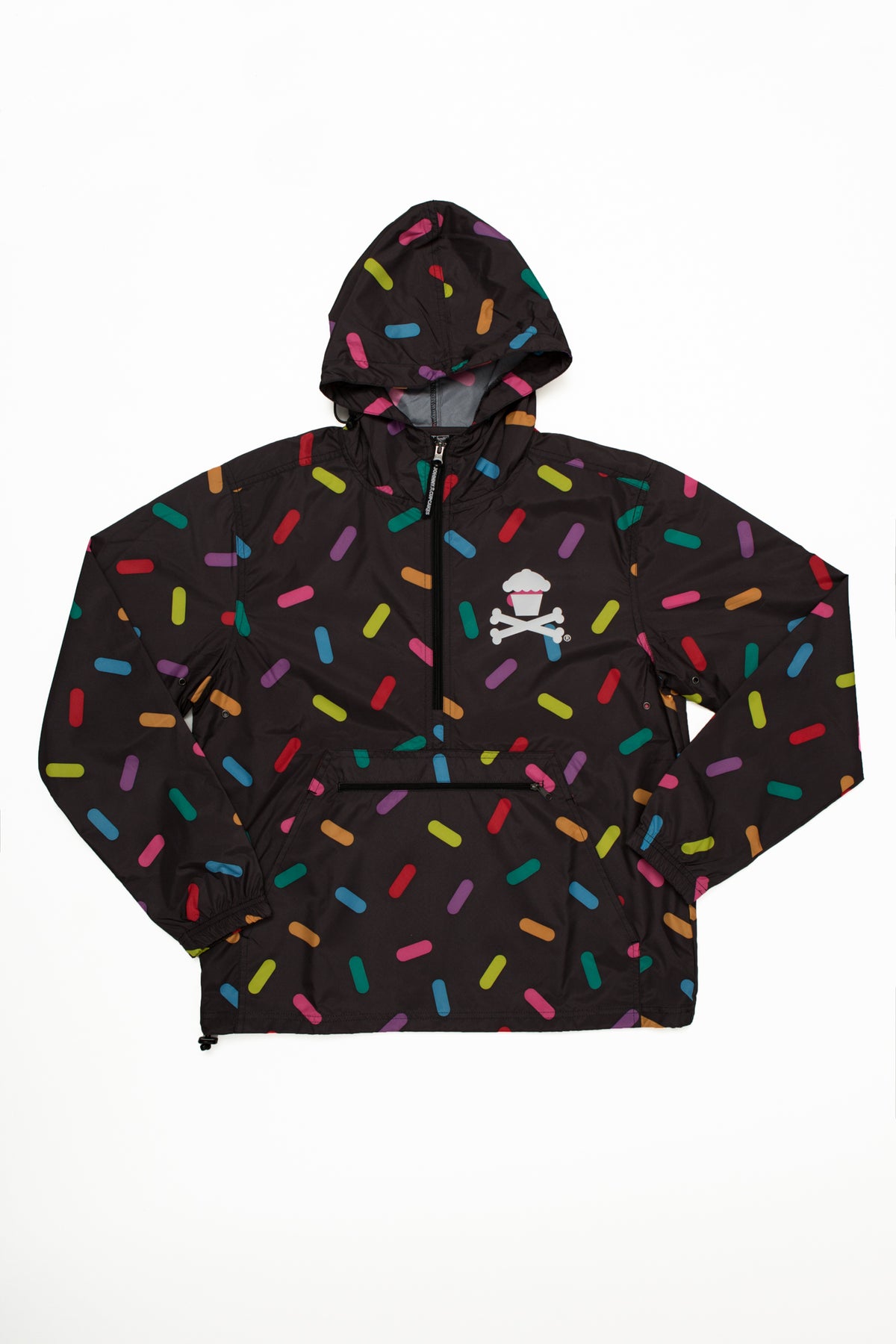 JC Vault - Adult Medium - Black Rainbow Sprinkles Windbreaker Jacket