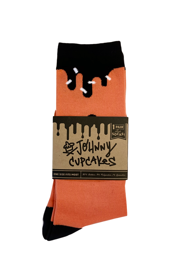 Peach / Black Frosting Drip Socks